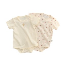 雪倫小舖 寶寶短袖包屁衣 純棉肩扣透氣嬰兒服 日系薄棉連身衣