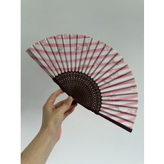 山茶花與條紋圖案棉布扇子，附扇套, 如圖所示, 1個