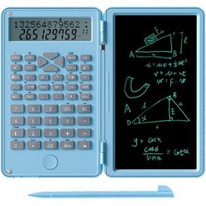 필기 태블릿이 있는 과학 계산기 보호 가능한 접이식 노트패드 2 in 1 LCD 오피스 홈스쿨 대학용 전문 재무 블랙, Blue
