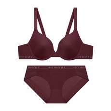 엘르이너웨어 젠틀 글로우 서포트핏 브라 팬티 세트 - 와인