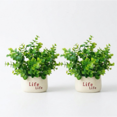 포인터러브 생화같은 변색없는 조화 꽃 화분 DIY, 2개, 그린