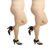 여성용 플러스 사이즈 팬티 스타킹 부드러운 시어 퀸 타이츠 누드 - 2쌍