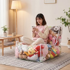 투명 인형소파 빈백 인형보관 1인용 리클라이너 소파 패브릭, A_TPU 투명 외피 (꽃잎 의자 모양)