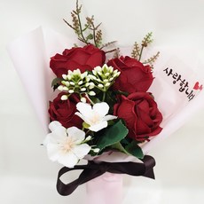 영하우스 조화 자나장미 납골당 미니 꽃다발 부착식, 레드, 1개