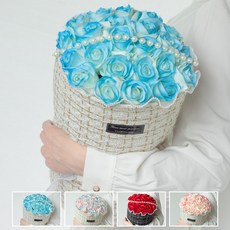 Zebeer 장미 비누 꽃다발 선물 예쁜 밸런타인데이 선물, 푸른 색