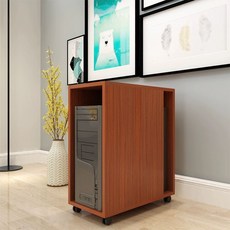 데스크탑선반 간편한사용 컴퓨터선반 컴퓨터본체받침대 데스크탑선반책상 정리함, 티크