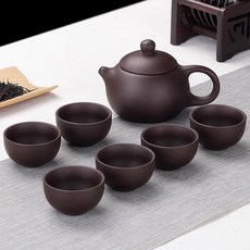 陶瓷茶具套裝硃泥功夫茶杯小泡茶壺禮盒送禮, 1個, （潮）原礦黑紫砂西施一壺6杯