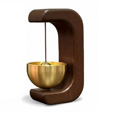 현관문 도어벨 원목 문종, 호두나무 진한색