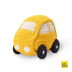 橘荷屋 現貨 荷蘭 Just Dutch 手工編織汽車玩具，可愛造型，柔軟材質，寶寶安心玩樂, 黃, 1個