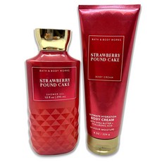 Bath & Body Works - 딸기 파운드 케이크 2피스 번들 샤워 젤 295.7ml(10온스) 및 얼티밋 하이드레이션 바디 크림 226.8g(8온스)