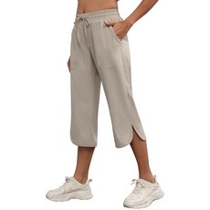 YuKaiChen 여성용 Capris 와이드 레그 경량 퀵 드라이 팬츠 하이킹 아웃도어 운동용 카키 150205