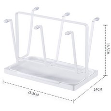 鐵藝瀝水架 倒放杯子架 茶杯咖啡杯收納架, 月慕白】基本款23.5*14cm,加厚碳鋼手提水杯架, 1個