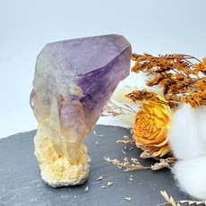 紫水晶骨幹 開啟智慧直覺 凝聚人氣財氣 帶彩虹光小花簇山形千層, 1個