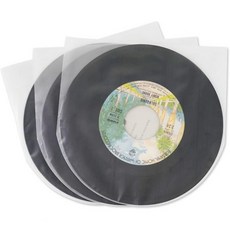 SDROCE RYAM 7인치 바이닐 레코드 내부 슬리브 50개 반정전 플라스틱 원형 하단 EP 보호 슬리브 45 RPM 레코드용 반투명, 7 inch