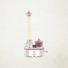 영공방 목공 미니어처 인테리어 장식 소품 수동 오르골 부산타워 DIY 취미 만들기 조립키트, 상세페이지 참조