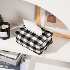 簡約格子紙巾盒, 粗紡格子紙巾盒黑色