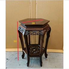 實木花台花架 - 風水藝品擺飾 晶洞 六角花台 佛像雕刻品盆栽花藝, 1件, 雞翅木