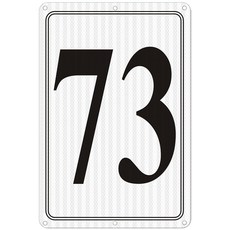 i-CowFun 프리미엄 반사 금속 번호 표지판 1 - 알루미늄 12인치 X 8인치 주차 공간 실외 대형 바닥 도크 코트 통로 필드 페이드 없음 내후성, Reflective Number Signs 73, 1개