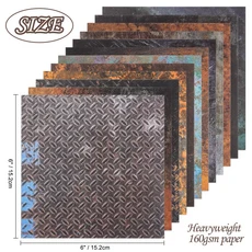 단면 패턴 카드 스톡 플라워 빈티지 로즈 종이 패드 기본 질감 디자인 DIY 공예 6x6 12 매, 03 9