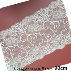 dklace 스판 레이스 8-0417 폭 17cm 자수 원단 리폼 홈패션 퀼트 부자재 화이트 블랙, White, 1개