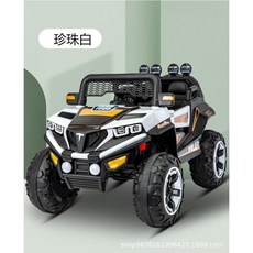 어린이용 대형 4륜 오프로드 자동차 충격 흡수 기능 충전식 2인용 원격 전동차 유모차, 3 진주 흰색 12V7 배터리 듀얼 드라이브