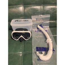 PROBLUE Orion PRO 潛水浮潛單面鏡呼吸管套組 MS-152B，舒適貼合，防浪排水，水下清晰視野, 白色面鏡+呼吸管