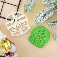 크리스마스 쿠키 엠보싱 몰드 산타 클로스 눈사람 하우스 퐁당 커터 스탬프 케이크 장식 도구 베이킹 용품, 01 A02