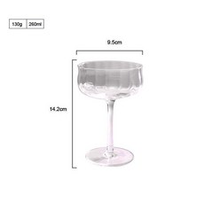 豎稜紋水晶玻璃 果汁杯酒具, 鬱金香透明雞尾酒杯, 1個