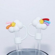 텀블러 실리콘 빨대 마개 10mm 3종 구름 스타, 스타(핑크)