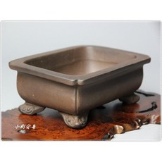 小樹安每 日本桐蔭軒紫泥長方鉢 16cm 外緣雲足設計 日式餐桌擺飾, 1個