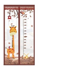 磁吸防蚊門簾 紗窗蚊帳紗門, 長頸鹿款（咖啡）