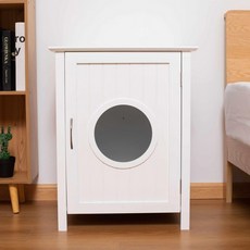 원목 고양이집 반려묘 화장실 캣화장실, 1개, 화이트