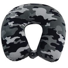 Wolf Essentials 성인용 아늑하고 부드러운 극세사 목 베개 여행용 - 컴팩트 세탁기 세탁 가능 비행기 자동차 또는 가정용으로 적합 미국에서 충전 및 마감 차콜 1, Black Camo Wolf Essentials 12
