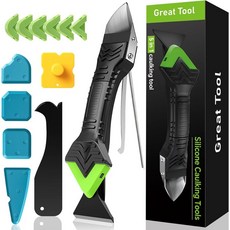 5 in 1 실리콘 코킹 도구 키트 스테인리스 스틸 헤드가 있는 제거 다양한 각도의 마감 주방 싱크대 세면대 욕실 화장실 코킹을 위한 그라우트 도구흰색, Green