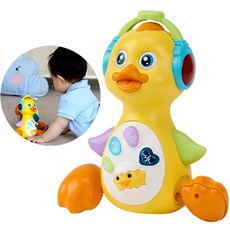 움직이는 오리 멜로디 터미타임 돌아기 배밀이 장난감, 1개, 혼합, 17.7cm