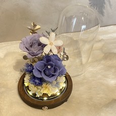 永生花玻璃罩燈飾：浪漫氛圍燈、居家裝飾擺件、生日禮物首選, 莫蘭迪藍