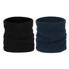 高級素色圍脖 2入, 黑色+海軍藍