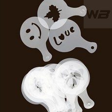 와볼샵 라떼아트 프레임 16종 도안 틀 카푸치노 가루체 장식 커피툴