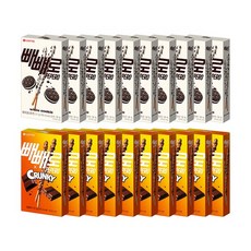 빼빼로 화이트쿠키 37gX10개+크런키 39gX10개, 없음, 20개