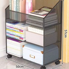 간이 책장 정리함 이동식 철제 선반 미니 책꽂이 북카트, 1개, AD. 3 층 블랙 대형 크기 모바일 비밀 네트워크 모