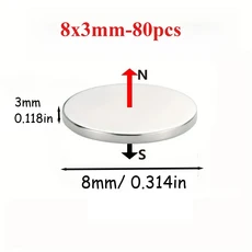 강력한 다중 사양 8x3/8x4/10x2/10x3 자석 냉장고 DIY 가정 사무실 욕실 액세서리에 적합, 03 D8x3mm-80pcs