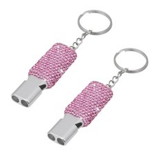 MINICO 2피스 블링 비상 호루라기 키체인 자동차 참 가방 펜던트 야외 하이킹 캠핑 사냥 낚시를 위한 하이 피치 (핑크)