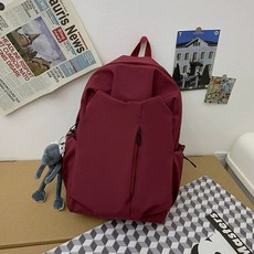 백팩 책가방 대학생 가방 배낭 블랙(펜던트 여행 없음) 대용량, V. 레드  블루 개구리 펜던트