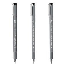 스테들러 피그먼트 라이너 308 잉크펜/드로잉, 0.1-검정, 3개입