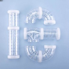 햄스터 터널 투명 미로 장난감 케이지 놀이터 하우스, 1개, 화이트 + 뉴 화이트 가죽 링