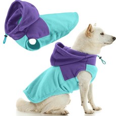 Gooby 플리스 조끼 후디 투톤 - 그린 XS - 내구성 있는 금속 목줄 링이 있는 부드러운 플리스 조끼 후드 스타일리시한 투톤 강아지 후디 소형에서 중형견용, Medium (Around 11-lb), 터키석 투톤