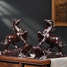 泓潤 精選 黑檀木雕 抬頭馬 擺件 馬到成功 木雕工藝品, 黑檀,ㄧ隻