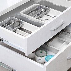 주방 싱크대 서랍 정리 키친 트레이 커트러리 보관함, 그레이