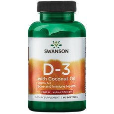 SWANSON 斯旺森 維生素D-3椰子油軟膠囊, 1組, 60顆