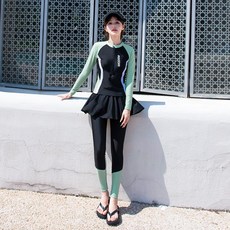 탑트레일 여성 투톤 레쉬가드 상하의세트 상의하의치마세트